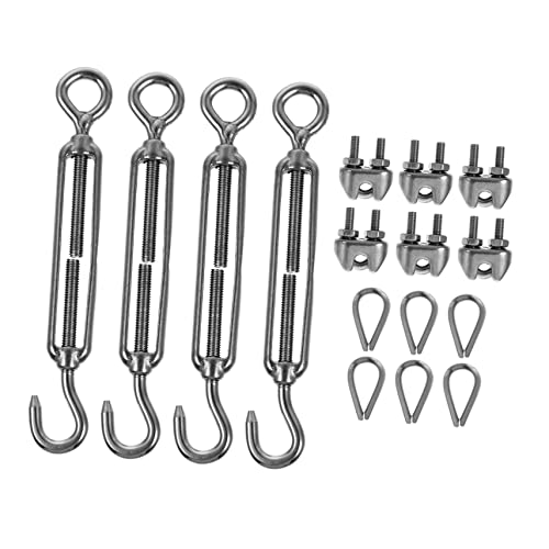 FUNOMOCYA 1 Set Wire Rope Wire Coat Hangers Practical Cable Install Tool Thimble Hooks Cable Hooks Outdoor Hooks Hook Hanger Cable Tightener Outdoor Wire Stainless Steel Silver