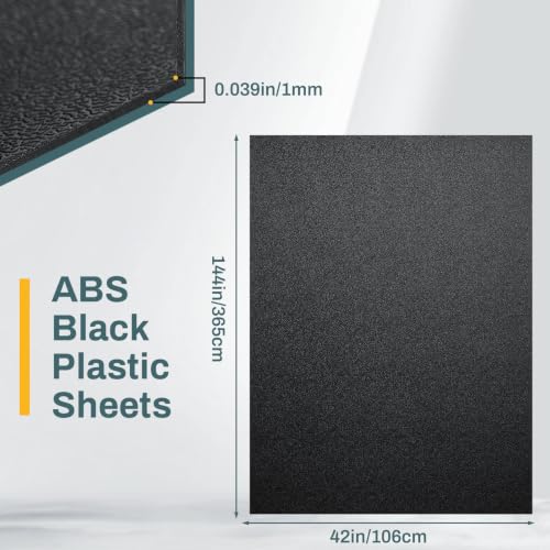Image of Frienda 1 Pack 42 inch X 144 inch X 0.04 inch ABS Black Plastic Sheet | Black Textured Front and Smooth Back, Easy to Cut, Trim and Shape, Suitable for Automotive, DIY, Crafts and Home Projects