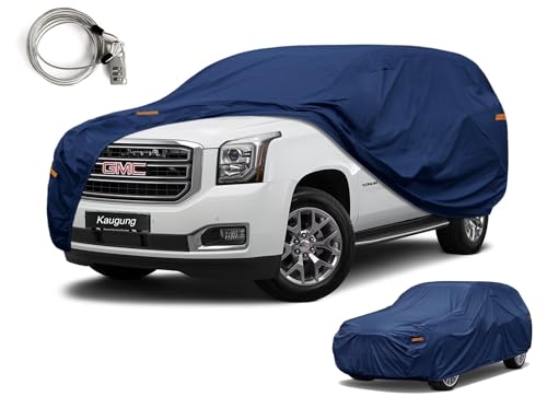 Image of Kaugung Custom Fit SUV Car Cover for GMC Yukon (1995-2026), Heavy Duty Waterproof All Weather Outdoor Protection, Breathable Full Exterior Cover with Vent, Rain Sun Snow UV Proof