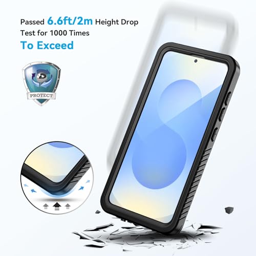 Image of Lanhiem for Samsung Galaxy S25 Phone Case, IP68 Waterproof Dustproof, Built-in Screen Protector, Rugged Full Body Shockproof Protective Cover for Galaxy S25, Black