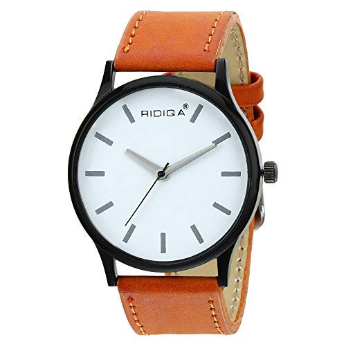 RIDIQA Analog Wrist Man Watch White Dial Brown Belt RD-144 (B07G9C1QZZ) Amazon Price History, Amazon Price Tracker