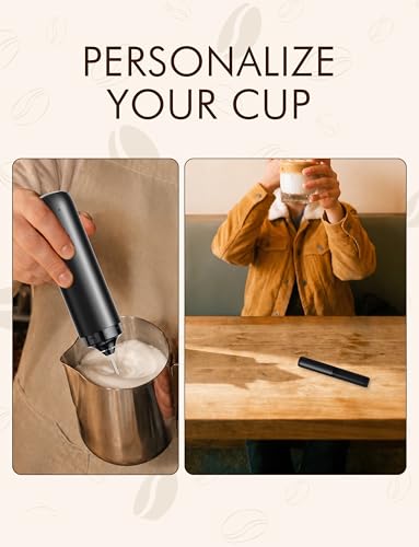 Image of Rechargeable Milk Frother Hanheld, Frother Wand Drink Mixer Handheld Coffee Stirrers Electric Frother for Coffee Mixer Wand -Black