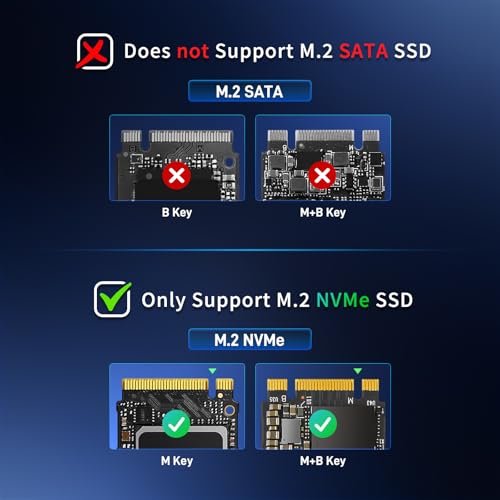FIDECO M.2 NVMe SSD Enclosure, M.2 NVMe to USB Adapter, USB 3.2 Gen 2 (10Gbps) SSD Reader for M & M+B Key NVMe SSD, Support UASP and Trim, Tool-Free Installation, Sandwich Style Design - Image 5