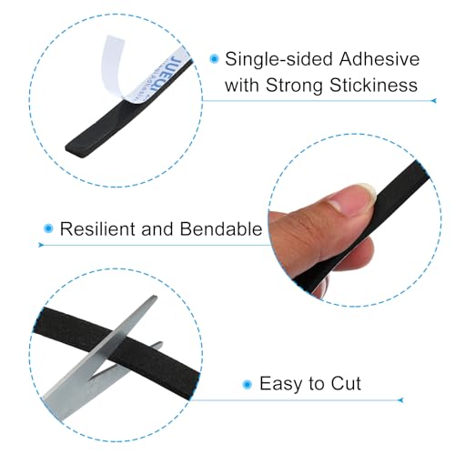 Image of PATIKIL 3 /8 inch W x 1 /8 inch T x 16.4Ft EVA Single Sided Foam Tape, 3Pcs Multipurpose Sealing Strip Foam Waterproof Weather Stripping Foam Sealing Foam Strips with Adhesive for Door, Black
