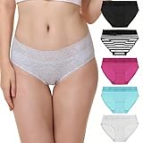 LYYTHAVON Women's Cotton Underwear Lace Soft Breathable Brief Ladies Panties 5 Pack (Multicolored B, 5 Pack, XX-Large)