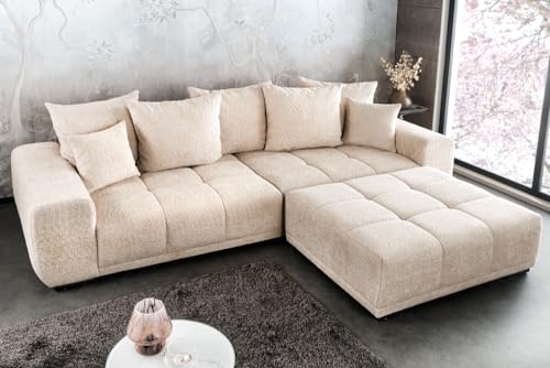 Riess Ambiente Modernes XXL Sofa ELEGANCIA 285cm Champagner beige Bouclé Bigsofa Couch inkl. Kissen Polstersofa Polstercouch Wohnzimmer