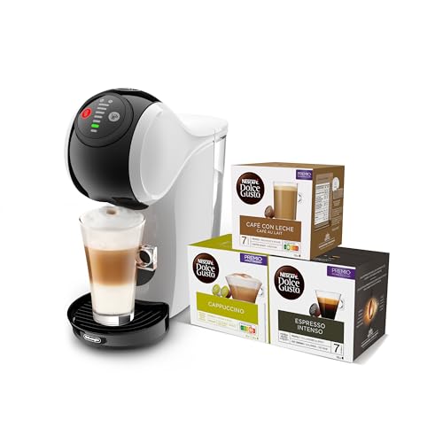 NESCAFÉ DOLCE GUSTO Genio S Máquina de Café en Cápsulas, Incluye 3 Paquetes de Cápsulas, Diseño Compacto, Tamaño de Bebida Ajustable, Depósito de Agua Extraíble de 0,8L, EDG225.W, Blanco