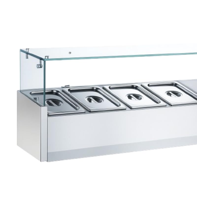 Générique Tavolo per pizza refrigerato a 3 ante con vetrina refrigerata indipendente – Piano Granito – 580L