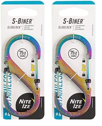 Biner SlideLock Stainless Steel, Size #4, Spectrum (Pack of 2)