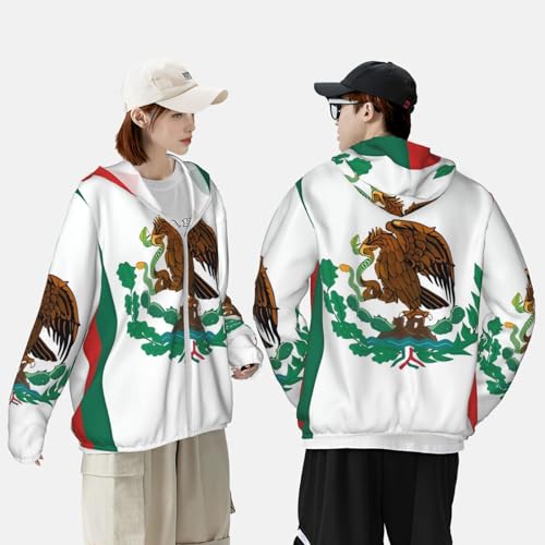 Sun Protection Hoodie for Men Women UPF 50+ Long Sleeve Rash Guard Jacket Flag of Mexico Lightweight Sun Shirt4