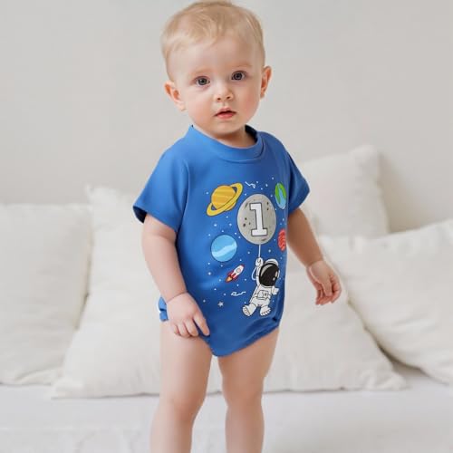 Space Astronaut First Birthday Outfit Baby Boy One Year Old Birthday Romper Short Sleeve Bodysuit Shirt2