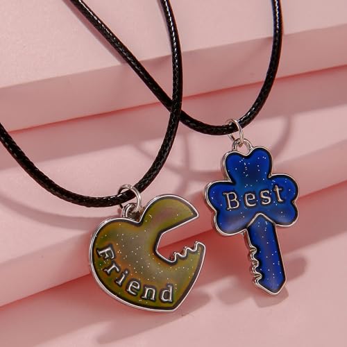 Best Friends Pendant Necklace for 2 Color Change Due to Temperature BFF Jewelry Friendship Gifts2