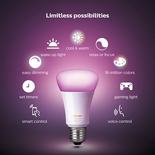 image for Philips Hue White and Color Ambiance A19 60W Equivalent LED Smart Bulb