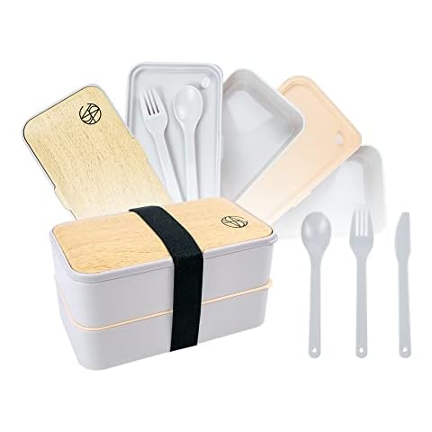 VESTAhome Bento Box inkl. Besteck - Lunchbox für Erwachsene & Kinder - Lunch Box auslaufsicher & mikrowellengeeignet Cover