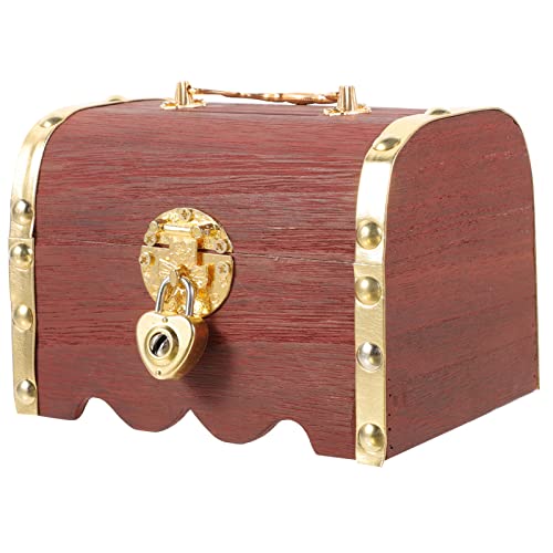 Vosarea Piggy Bank Vintage Wood Treasure Chest Rustic Small Wooden Box Decorative Coin Bank With Lock Money Bank Money Saver Storage Box Keepsake Gift For Boys And Girls #TOP1