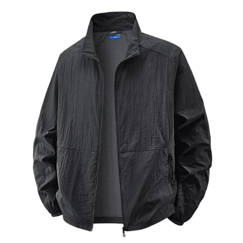 Cortaviento Chaqueta Hombre Ropa Deportiva con protección Solar de Pesca Ultrafina(Black,L)