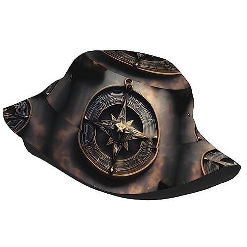 Magical Design Norse Runes Compass Unisex Adult Sunshade Bucket hat, Summer Beach Sun hatï¼ŒLight and Breathable Foldable Black2