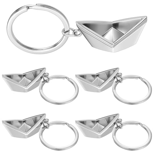 Porte-clés en métal Beavorty lot de 5 pièces design bateau en papier argenté