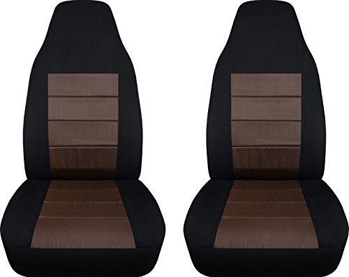 Totally Covers 2-Tone Car Seat Covers: Black and Brown - Universal Fit - Front - Buckets - Option for Airbag, Seat Belt, Armrest & Seat Release/Lever Compatible (22 Colors)