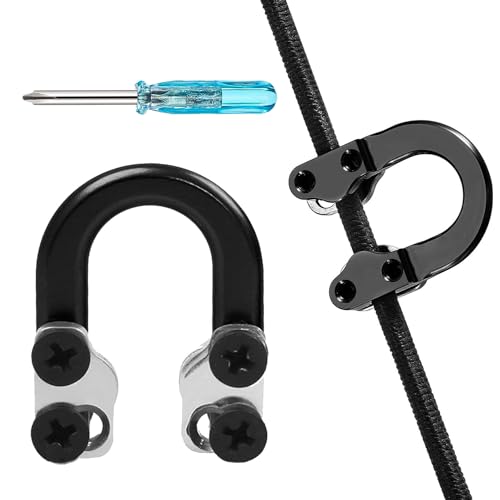 FUNTRESS 1 Pack Archery Compound Bow D Loop-Metal D Ring Buckle Release Nocking Loop with Screwdrivers for Hunting Accessories (Black)
