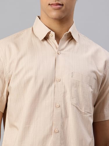 Image of Majestic Man Men's Pure Cotton Dobby Weave Checks Slim Fit Half Sleeve Casual Shirt