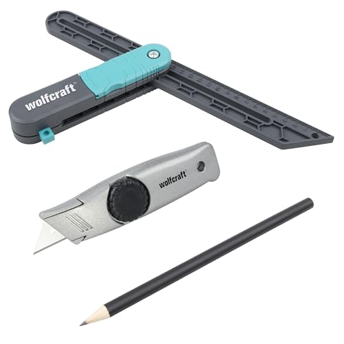 wolfcraft Vinylboden-Verlege-Set, 3-tlg., 6978000, Für das passgenaue Verlegen von Vinylböden bis 6 mm Stärke
