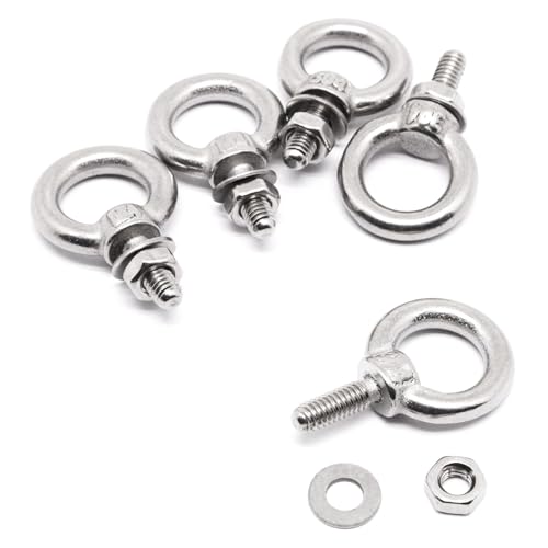 Image of Eye Bolts with Nuts 14sets, M4 Stainless Steel Eyebolt with Nut, Heavy Duty Eye Bolt Shoulder Lifting Screw Thread with Lock Nuts Washers (14, M4)
