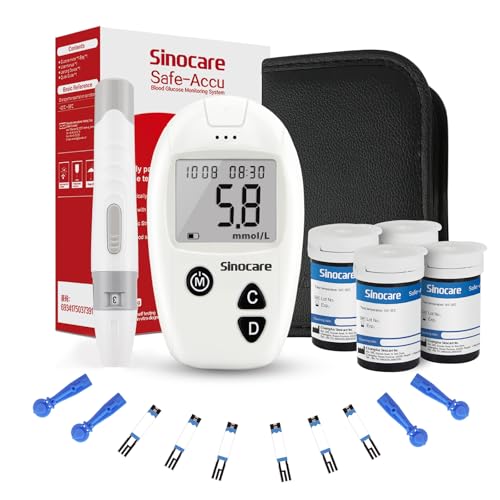 Sinocare Safe Accu Blood Sugar Monitor Kit with 100 Strips & Lancets