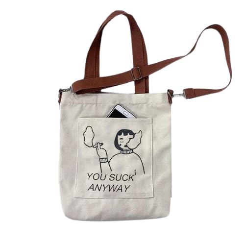 Image of Cotton Tote Bags for Women, College Bag for girls With Inner & Outer Pockets, Utility Tote bags for Shopping, Travel & Daily use