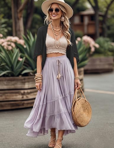 Image of BB&KK Womens Crochet Shrug Summer Cardigans Hollow-Out Batwing Sleeve Lightweight Open Front Bolero Sweaters