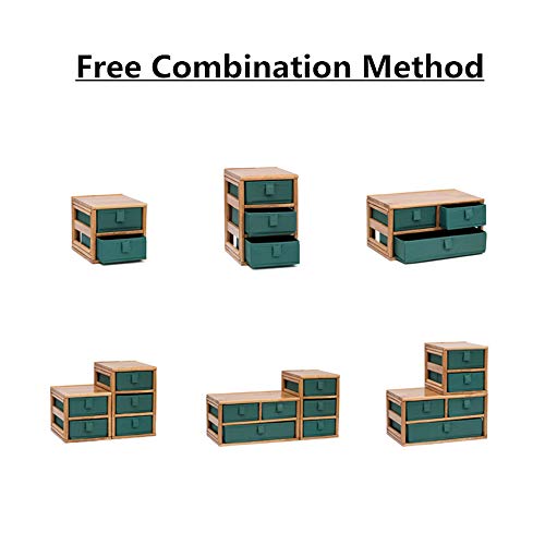 Mdfql Vanity Organizer, Wooden Desktop Organizer Tabletop Storage Cabinet, Stepped Rack With Oxford Cloth Drawer, Free Combination Method, For Desk Vanity Tabletop,C #TOP7