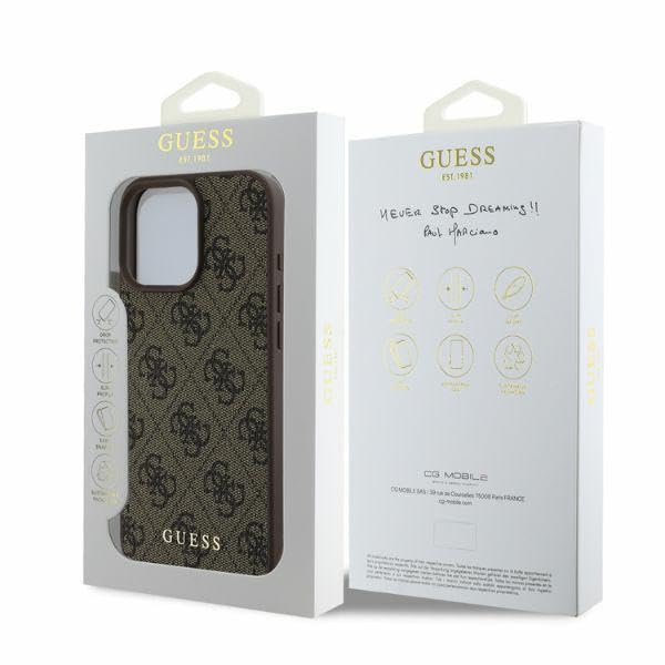 Coque rigide iPhone 16 Pro Guess Marron housse de protection chic - 4