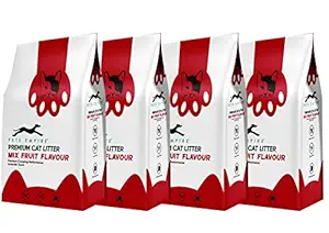 PETS EMPIRE Mix Fruit Flavour Cat Litter, Highly Absorbent Natural Mineral Bentonite Cat Sand Litter ,Scent Long Lasting No Dust Kitty Litter, Non-Tracking Cat Litter Clumping -5kg ( Pack of 4 )