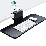 JENOSWEIN Clamp on Keyboard Tray Under Desk 26' Platform Fits Full Size Keyboard & Mouse