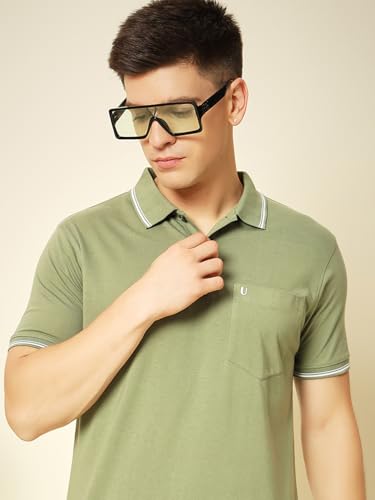 Image of UNIBERRY Men's Cotton Half Sleeves Solid Polo Neck T-shirt-MT4-BG 4XL