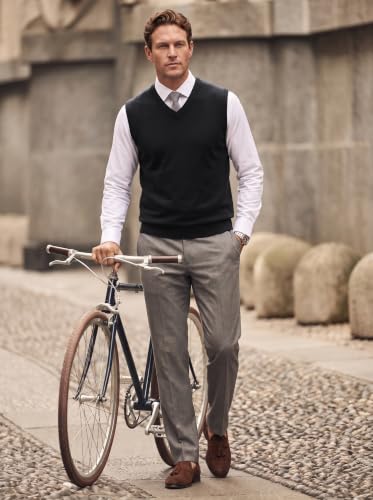 Mens Black V Neck Sweater Vest, Lightweight Sleeveless Knit Vest, XX-Large - image 3