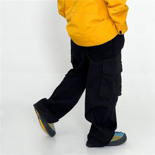 Boys Baggy Cargo Pants Casual Loose Fit Parachute Pant, Wide Leg Pants with Multi Pockets 3-13 Years4