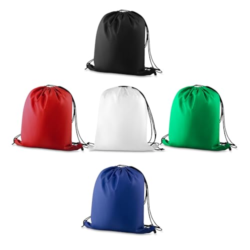 Mochila Saco Esportiva em Poliéster 210D, 40x35cm, Multicolorida, com Cordão Ajustável, Kit com 5 Cores (3, Verde)