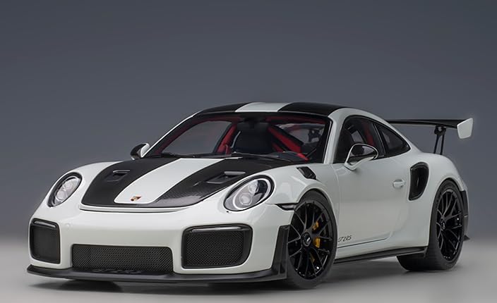 911 (991.2) GT2 RS Weissach Package White with Carbon Stripes 1/18 Model Car by Autoart 78171