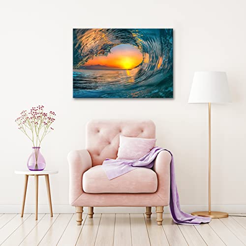 Lzimu Ocean Wave Picture Wall Art Beach Sunset Canvas Prints Painting Dusk Seascape Wall Decor For Home Living Room Bedroom (Beach Sunset-1, 18.00" X 12.00") #TOP4