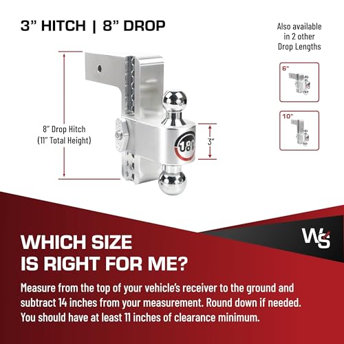 Weigh Safe Trailer Hitch Ball Mount, 8" Drop, 3" Receiver, Chrome Balls by Weigh Safe - Image 5