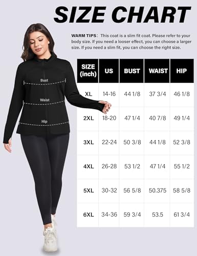 FOREYOND Plus Size Jackets for Women Athletic Workout Running Jacket Full Zip up Lightweight Yoga Tops with Thumb Holes3