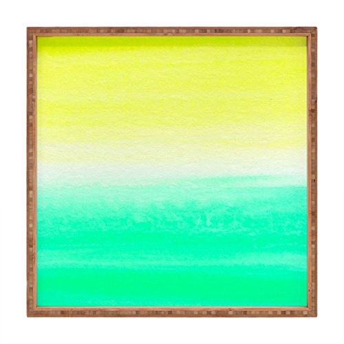 DENY Designs Negar diseños Rebecca Allen Cuando Amarillo Met Turquesa Interior/al Aire Libre Cuadrado Bandeja, 12 x 12
