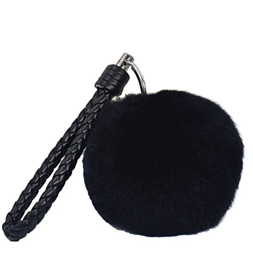 New Soft Pom Pom Rabbit Fur Ball Fluffy Ring Handbag Car Key Chain Bag accessories KeyChain