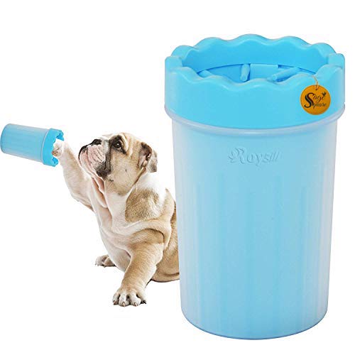 Sage Square Portable Dog Paw Washer Cum Foot Cleaner or Paw Cleaner - Soft Silicone Plunger to Scrub Each Foot & Wash Away Dirt, Mud & Debris for Dogs/Puppies/Cats (Blue) (Medium Size)