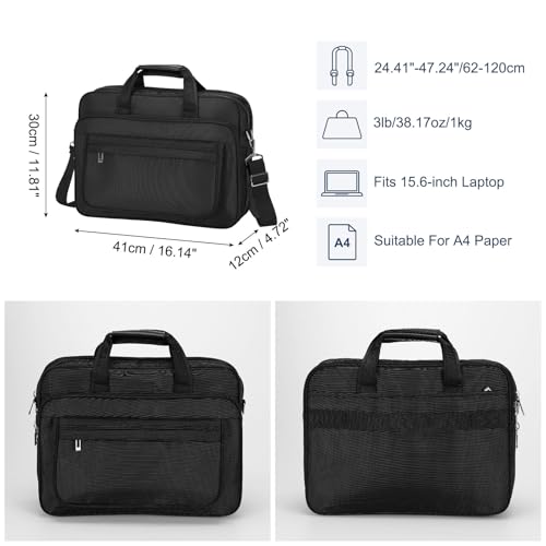 uxcell 15.6 Inches Laptop Bag Case, Water-Resistant Laptop Briefcase, Black2