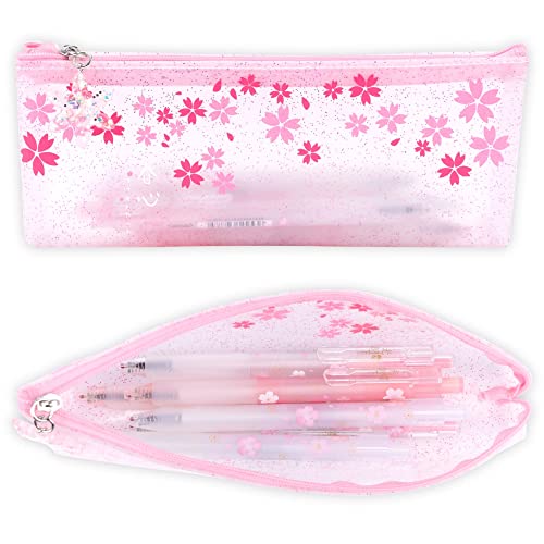 BelugaDesign Trousse Sakura | Anime Pink Clear Glitter Pastel Kawaii pour l'école de stylos fixes Cover