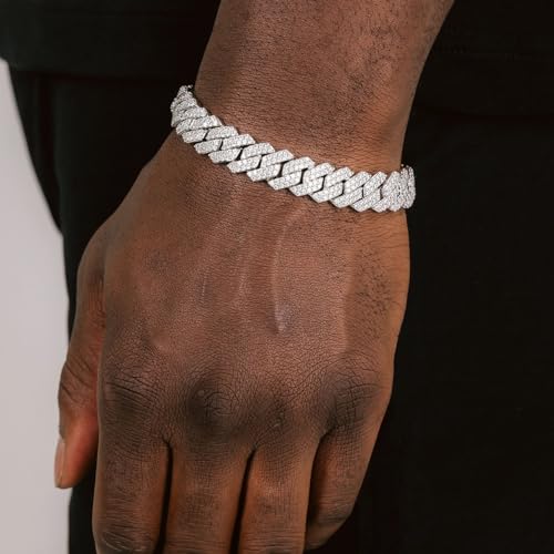 Mens Silver Gold Cuban Link Chain for Men Women Diamond Necklace Chain Iced Out Chain Miami Cuban Link Bracelet Men Hip Hop Jewelry for Men and Women Jewelry Gift4