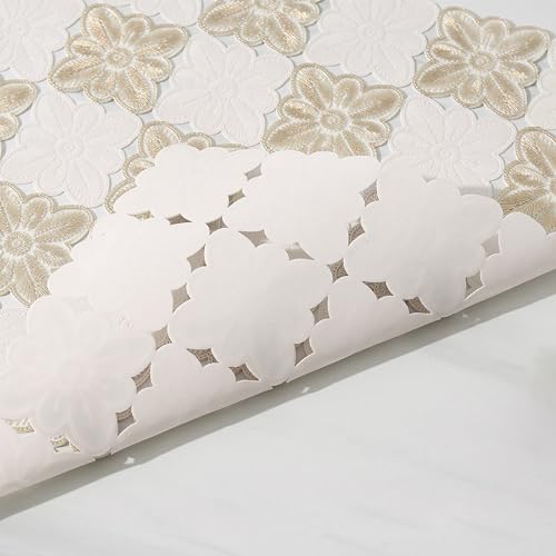 Image of Yellow Weaves 1 Pc PVC Table Placemat, Dining Table Mat, Stain Resistant, Anti-Skid, Waterproof, Washable, Dining, Kitchen, Restaurant Table Set Easy to Clean, Durable (Floral Golden)