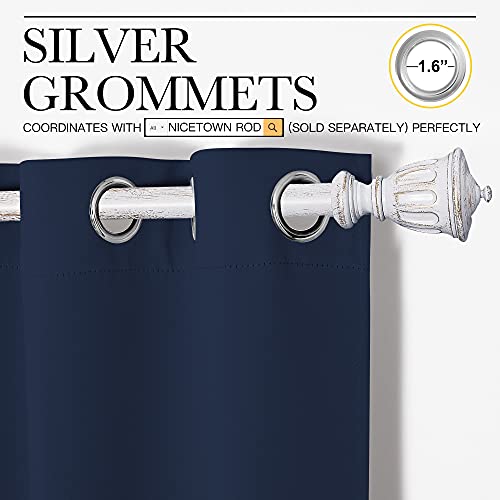 Image of NICETOWN Blackout Draperies Curtains, All Season Thermal Insulated Solid Grommet Top Blackout Curtains /Drapes for Kid's Room (Navy, 1 Pair, 42 x 68 inches)